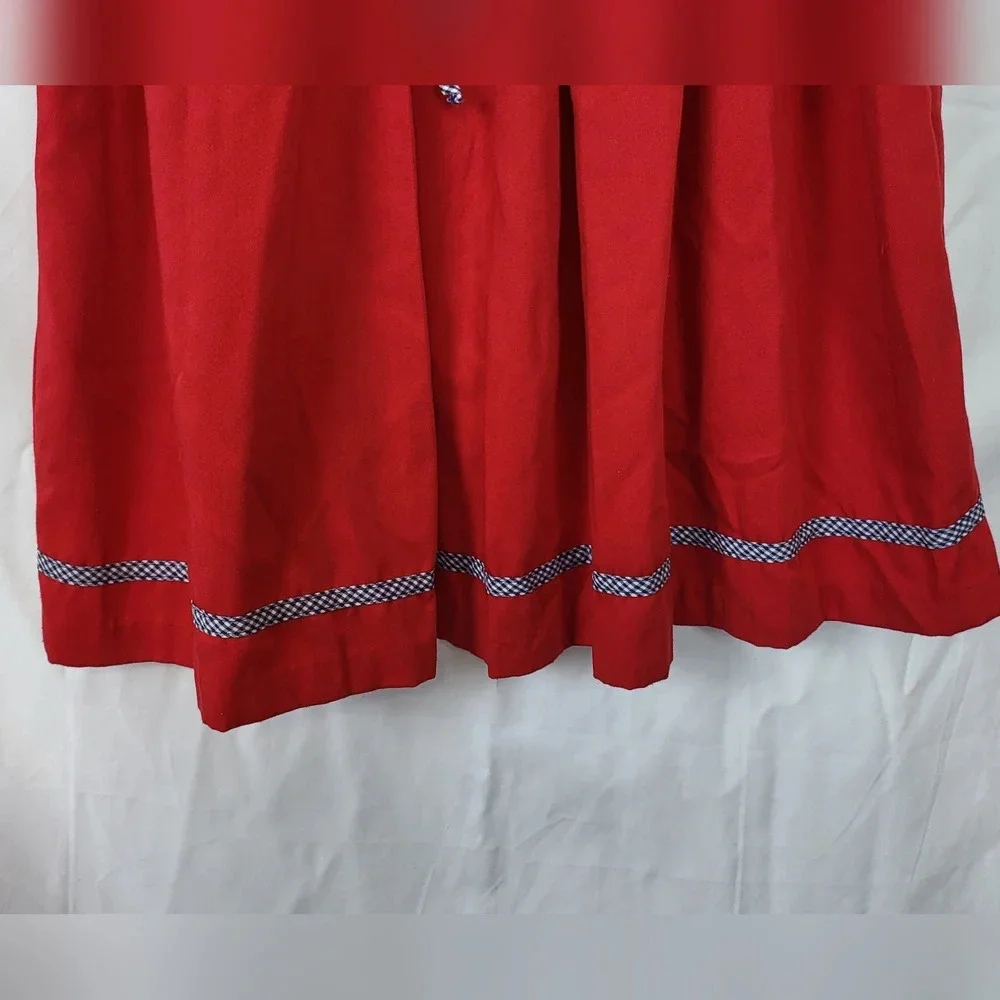 Vintage Bonnie Jean Union Made Red White Peter Pan Collared Dress‎ Size 7